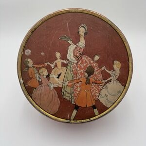 Vintage UNEEDA BISCUIT Round‎ Tin Large 10" Diameter Colonial Dancers